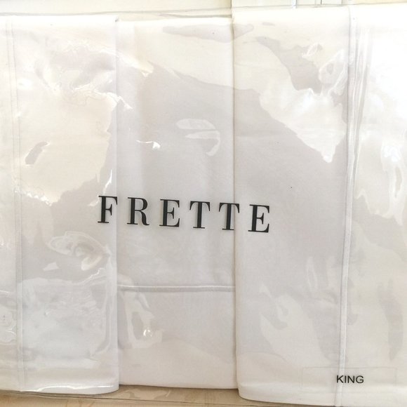 Frette 4pcs King Flat Fitted Sheet Set 2 Pillowcases Italy Made White 100%Cotton - Picture 1 of 5